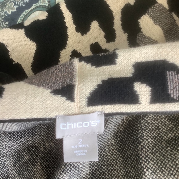 Chico's Leopard Print Open Cardigan Sweater Pockets Size2 - Picture 12 of 16